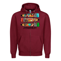 Burgundy #teacherlife pencils Zipper Hoodie - JahusDesignShop