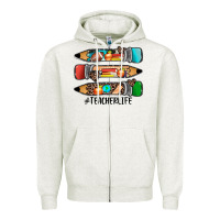 Oatmeal Heather #teacherlife pencils Zipper Hoodie - JahusDesignShop