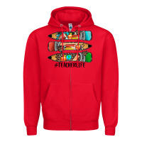 Red #teacherlife pencils Zipper Hoodie - JahusDesignShop