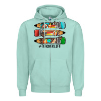 Seafoam #teacherlife pencils Zipper Hoodie - JahusDesignShop