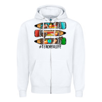 White #teacherlife pencils Zipper Hoodie - JahusDesignShop