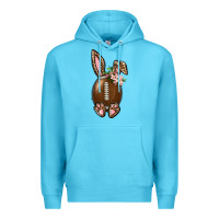 Ocean Blue American Football Easter Bunny Premium Hoodie - BundleAndBundleShop