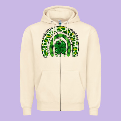 St Patrick Rainbow Zipper Hoodie Designed By Jasminsmagicworld