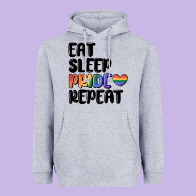 Eat Sleep Pride Repeat Heavyweight Hoodie Designed By Maliassmallbusiness