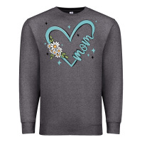 Charcoal Heather mom with heart and flowers Premium Sweatshirt - MaliasSmallBusiness