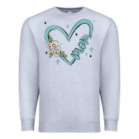 Heather Grey mom with heart and flowers Premium Sweatshirt - MaliasSmallBusiness