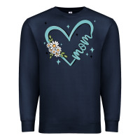 Navy mom with heart and flowers Premium Sweatshirt - MaliasSmallBusiness