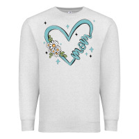 Oatmeal Heather mom with heart and flowers Premium Sweatshirt - MaliasSmallBusiness
