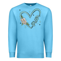 Ocean Blue mom with heart and flowers Premium Sweatshirt - MaliasSmallBusiness