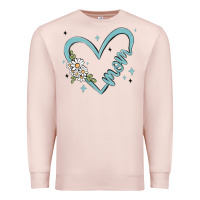 Pale Pink mom with heart and flowers Premium Sweatshirt - MaliasSmallBusiness