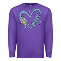 Purple mom with heart and flowers Premium Sweatshirt - MaliasSmallBusiness