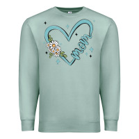Seafoam mom with heart and flowers Premium Sweatshirt - MaliasSmallBusiness