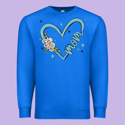 Mom With Heart And Flowers Premium Sweatshirt Designed By Maliassmallbusiness