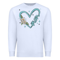 White mom with heart and flowers Premium Sweatshirt - MaliasSmallBusiness