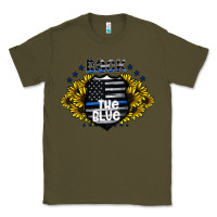 Army Green back the blue Classic Tee - CowhideDigitalArt