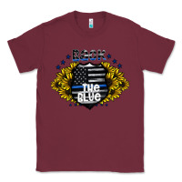Burgundy back the blue Classic Tee - CowhideDigitalArt