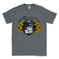 Charcoal Heather back the blue Classic Tee - CowhideDigitalArt