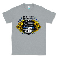 Heather Grey back the blue Classic Tee - CowhideDigitalArt