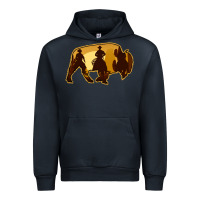 Navy Bison Silhouette Cowboy Urban Hoodie - Bettercallsaul