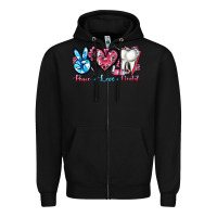 Black peace love dental Zipper Hoodie - AdoDesignShop