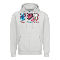 Dove Grey peace love dental Zipper Hoodie - AdoDesignShop