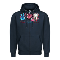 Navy peace love dental Zipper Hoodie - AdoDesignShop