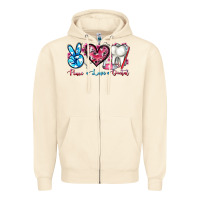 Sandshell peace love dental Zipper Hoodie - AdoDesignShop