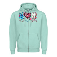 Seafoam peace love dental Zipper Hoodie - AdoDesignShop
