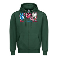 Sports Green peace love dental Zipper Hoodie - AdoDesignShop