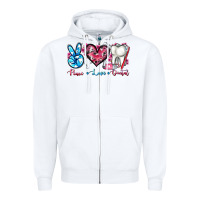 White peace love dental Zipper Hoodie - AdoDesignShop
