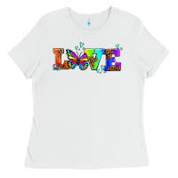 White pride love butterflies Ladies Tee - AdoDesignShop