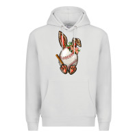 Dove Grey Baseball Easter Bunny Premium Hoodie - BundleAndBundleShop
