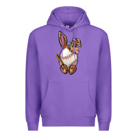 Purple Baseball Easter Bunny Premium Hoodie - BundleAndBundleShop