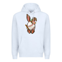 White Baseball Easter Bunny Premium Hoodie - BundleAndBundleShop