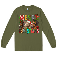 Army Green Merry christmas horses Long Sleeve Tee - FaDigitalArtStudio