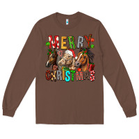 Chestnut Merry christmas horses Long Sleeve Tee - FaDigitalArtStudio