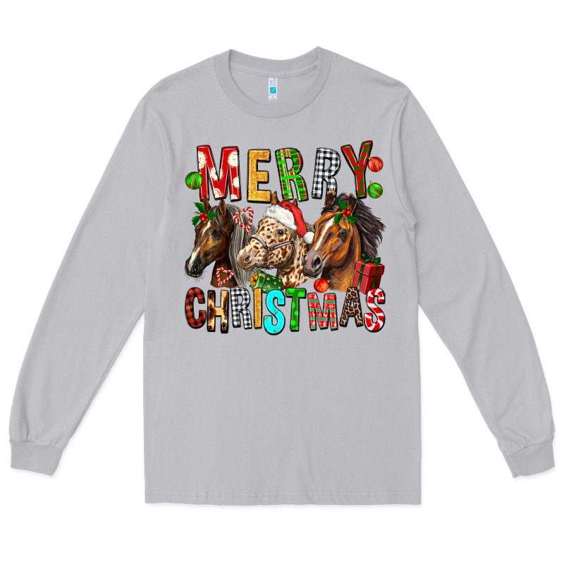 Merry Christmas Horses Long Sleeve Tee by FaDigitalArtStudio | Teevron