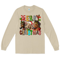 Mushroom Merry christmas horses Long Sleeve Tee - FaDigitalArtStudio