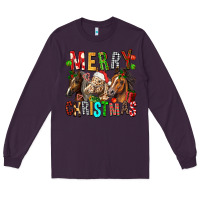 Plum Merry christmas horses Long Sleeve Tee - FaDigitalArtStudio