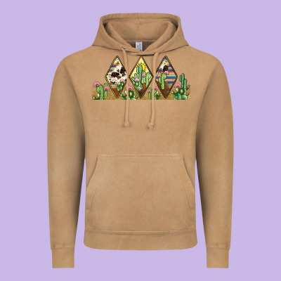 Cactus Cowhide Serape Vintage Hoodie Designed By Jahusdesignshop
