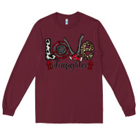 Burgundy love firefighter Long Sleeve Tee - CowhideDigitalArt