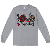Heather Grey love firefighter Long Sleeve Tee - CowhideDigitalArt
