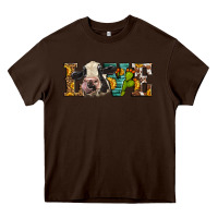 Chocolate Brown Western Love Holstein Cow Heavy Core Tee - LillyAllenDesigns