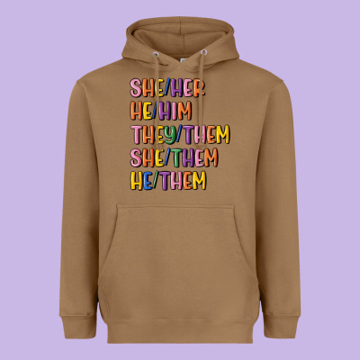Lgbtq Pronouns Heavyweight Hoodie Designed By Maliassmallbusiness