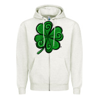 Oatmeal Heather St. Patrick's Day Shamrock Zipper Hoodie - Jasminsmagicworld