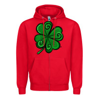 Red St. Patrick's Day Shamrock Zipper Hoodie - Jasminsmagicworld