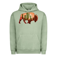 Pigment Oil Green Cactus Bison Silhouette Urban Hoodie - Bettercallsaul