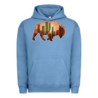 Pigment Pebble Blue Cactus Bison Silhouette Urban Hoodie - Bettercallsaul