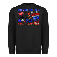 Black running on iced coffe and freedom Heavyweight Sweatshirt - texasbilliewilder