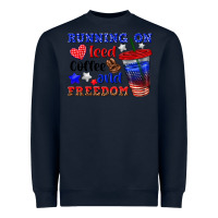 Navy running on iced coffe and freedom Heavyweight Sweatshirt - texasbilliewilder